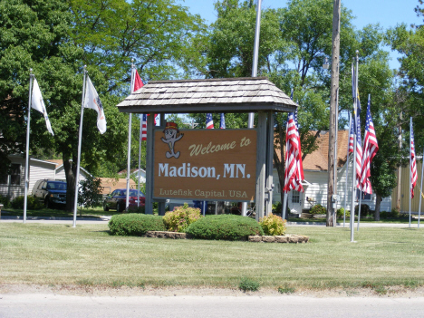 Welcome sign, Madison Minnesota, 2014