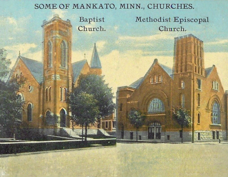 Baptist Church and Methodist Episcopal Church, Mankato Minnesota, 1914