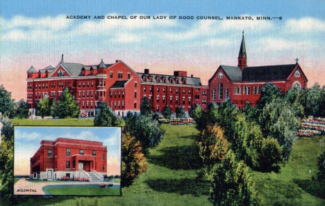 Academy and Chapel of Our Lady of Good Counsel, Mankato Minnesota, 1940's