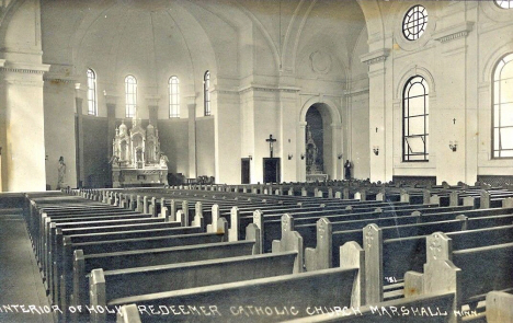 Interior, Holy Redeemer Catholic Church, Marshall Minnesota, 1920's