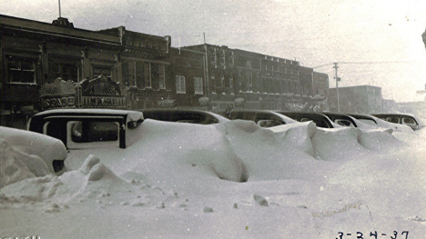 Main Street after a snowstorm, Marshall Minnesota, 1937
