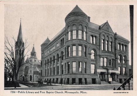 Public Library and First Baptist Church, Minneapolis Minnesota. 1907