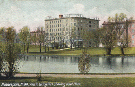 Loring Park and Hotel Plaza, Minneapolis Minnesota, 1907