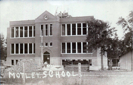 School under construction, Motley Minnesota, 1909