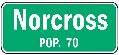 Norcross Minnesota population sign