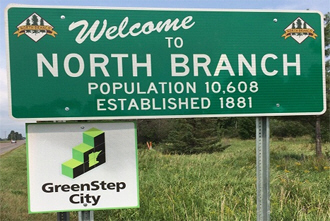 Welcome sign, North Branch Minnesota