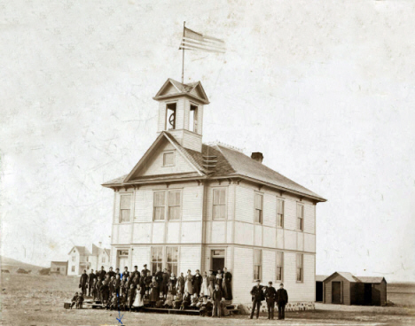 Public school and students, Odessa Minnesota, 1908