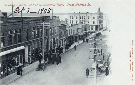 Looking north on 2nd Street from Madison Street, Ortonville Minnesota, 1905