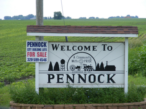 Welcome sign, Pennock Minnesota, 2014