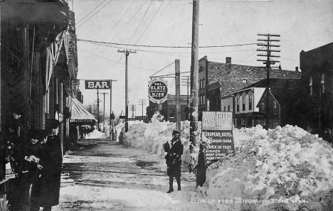 Olive Street after a blizzard, Pipestone Minnesota, February 1909
