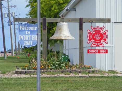 Welcome sign, Porter Minnesota, 2011
