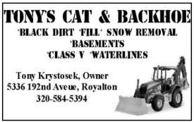Tony's Cat and Backhoe, Royalton Minnesota