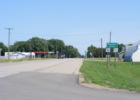 City limits and populstion sign, Slayton Minnesota, 2014