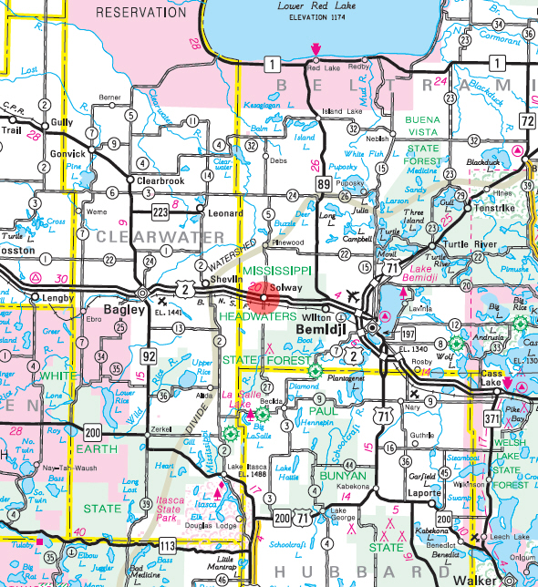 Minnesota State Highway Map of the Solway Minnesota area 