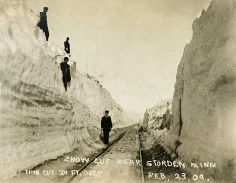 24 foot deep snow cut near Storden Minnesota, 1909