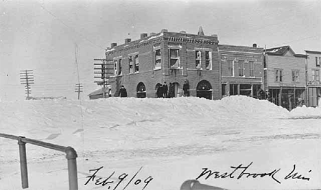 Snow accumulation, Westbrook Minnesota, February 9, 1909