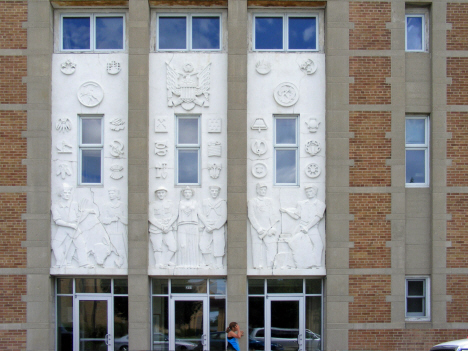Closeup of City Hall and Auditorium entrance, Willmar Minnesota, 2014