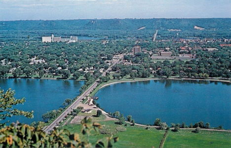 View of Winona Minnesota from Garvin Heights, 1970's
