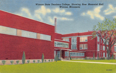 Memorial Hall at Winona State Teachers College, Winona Minnesota, 1955