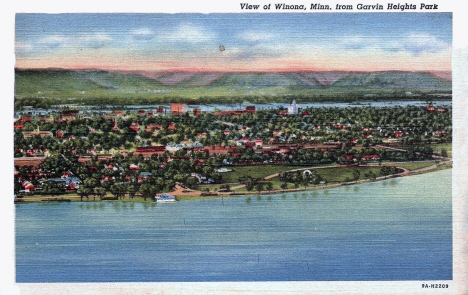View of Winona Minnesota from Garvin Heights Park, 1939