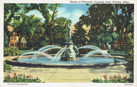 Statue of Wenonah, Fountain Park Park, Winona Minnesota, 1940