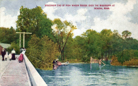 Wisconsin end of High Wagon Bridge over the Mississippi, Winona Minnesota, 1911