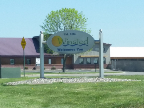 Welcome sign, Winsted Minnesota, 2017