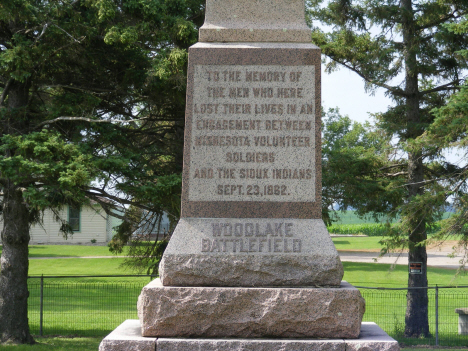 Closeup of base of Monument at Wood Lake Battlefield, near Wood Lake Minnesota, 2014