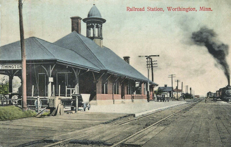 Railroad station, Worthington Minnesota, 1909