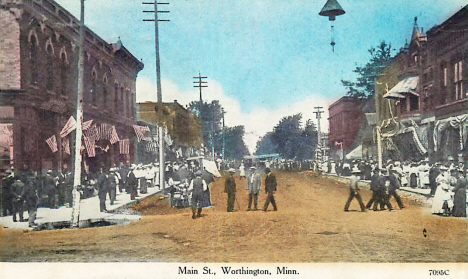 Main Street, Worthington Minnesota, 1907
