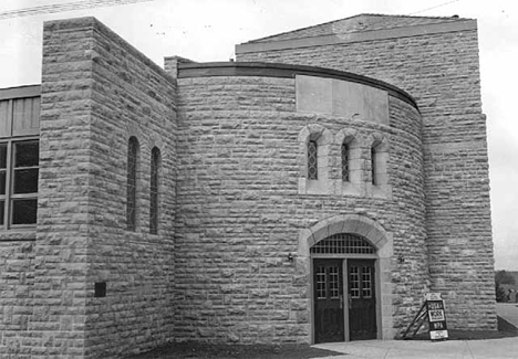 Exterior of school addition at Wykoff Minnesota, 1940