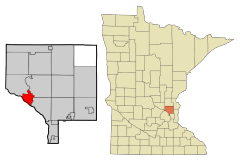 Location of the city of Anoka within Anoka County, Minnesota