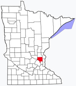 Location of Anoka County Minnesota