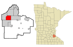 Location of the city of Apple Valley within Dakota County, Minnesota
