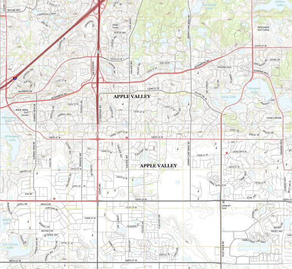 Topogragpic map of the Apple Valley Minnesota area