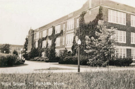 East entrance of the High School, Aurora Minnesota, 1940's