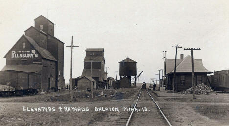 Chicago & Northwestern Railroad Depot and Elevators, Balaton Minnesota, 1910's