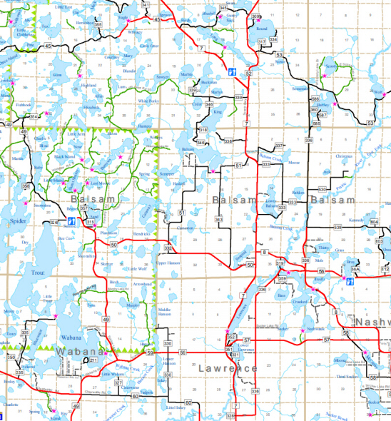 Township map of Balsam Township in Itasca County Minnesota