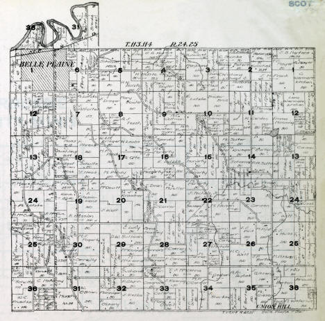 Plat map, Belle Plaine Township, Scott County Minnesota, 1916
