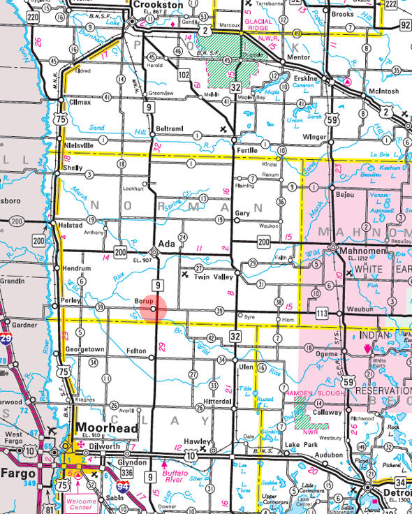 Minnesota State Highway Map of the Borup Minnesota area
