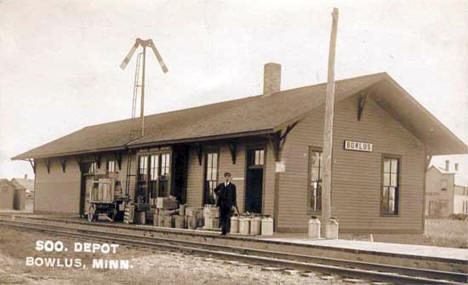 Soo Line Railroad Depot, Bowlus Minnesota, 1910's