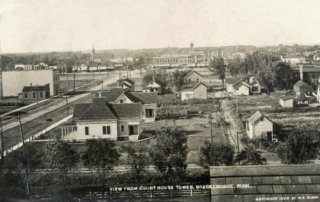 View from Courthouse Tower, Breckenridge Minnesota, 1908