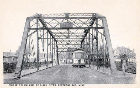 Trolley on Bridge over Bois de Sioux River, Breckenridge Minnesota, 1924