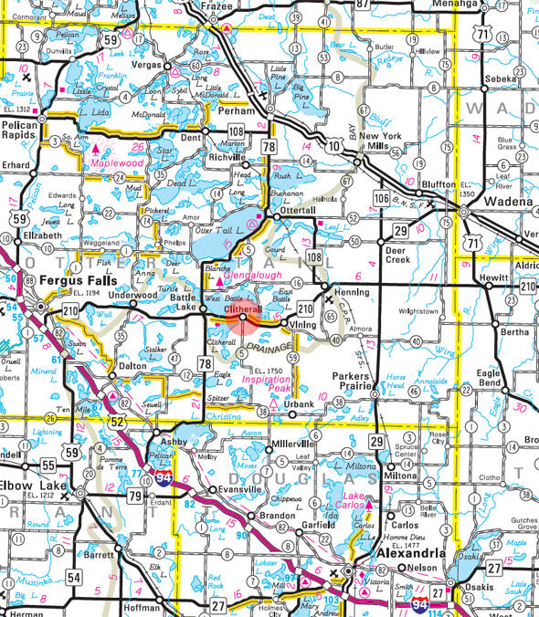 Minnesota State Highway Map of the Clitherall Minnesota area