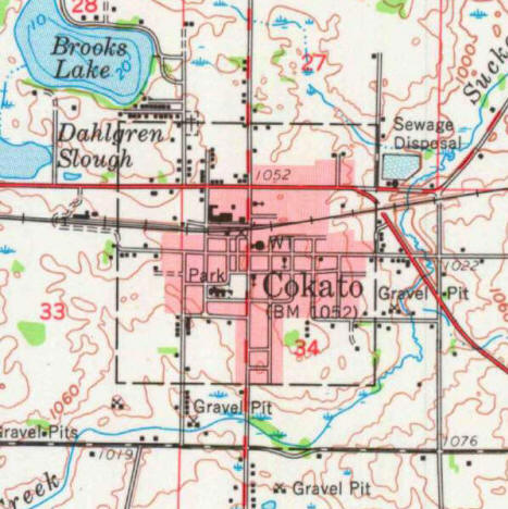 Topographic map of the Cokato Minnesota area, 1958