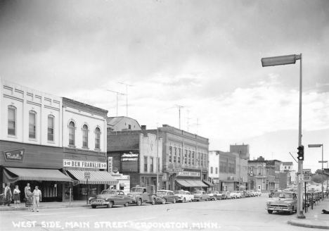 West side of Main Street, Crookston Minnesota, 1958