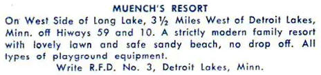 Muench's Resort, Detroit Lakes Minnesota, 1950's