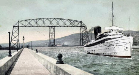Ship Canal and Aerial Bridge, Duluth Minnesota, 1908