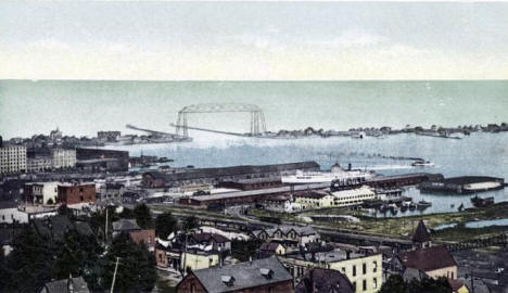 View (Harbor, Pier, Bridge), Duluth Minnesota, 1907