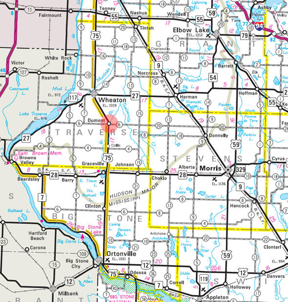 Minnesota State Highway Map of the Dumont Minnesota area 